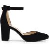 DREAM PAIRS Women’s Closed Toe Chunky Heels Ankle Strap Low Block Heels Round Toe Dress Bridal Wedding Pumps Shoes(Black-nubuck)