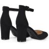 DREAM PAIRS Women’s Closed Toe Chunky Heels Ankle Strap Low Block Heels Round Toe Dress Bridal Wedding Pumps Shoes(Black-nubuck)