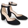 DREAM PAIRS Women’s Closed Toe Chunky Heels Ankle Strap Low Block Heels Round Toe Dress Bridal Wedding Pumps Shoes(Black-nubuck)