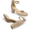 DREAM PAIRS Women’s Closed Toe Chunky Heels Ankle Strap Low Block Heels Round Toe Dress Bridal Wedding Pumps Shoes(Gold-glitter)