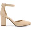 DREAM PAIRS Women’s Closed Toe Chunky Heels Ankle Strap Low Block Heels Round Toe Dress Bridal Wedding Pumps Shoes(Nude-nubuck)