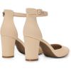 DREAM PAIRS Women’s Closed Toe Chunky Heels Ankle Strap Low Block Heels Round Toe Dress Bridal Wedding Pumps Shoes(Nude-nubuck)