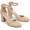 DREAM PAIRS Women’s Closed Toe Chunky Heels Ankle Strap Low Block Heels Round Toe Dress Bridal Wedding Pumps Shoes(Nude-nubuck)