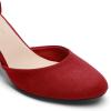 DREAM PAIRS Women’s Closed Toe Chunky Heels Ankle Strap Low Block Heels Round Toe Dress Bridal Wedding Pumps Shoes(Red)