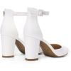DREAM PAIRS Women’s Closed Toe Chunky Heels Ankle Strap Low Block Heels Round Toe Dress Bridal Wedding Pumps Shoes(White-pu)