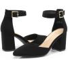 DREAM PAIRS Women’s Coco High Heels Chunky Block Pumps Pointed Closed Toe Ankle Strap Dress Shoes(Black-nubuck)