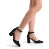 DREAM PAIRS Women’s Coco High Heels Chunky Block Pumps Pointed Closed Toe Ankle Strap Dress Shoes(Black-nubuck)