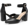DREAM PAIRS Women’s Coco High Heels Chunky Block Pumps Pointed Closed Toe Ankle Strap Dress Shoes(Black-pu)