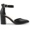 DREAM PAIRS Women’s Coco High Heels Chunky Block Pumps Pointed Closed Toe Ankle Strap Dress Shoes(Black-pu)
