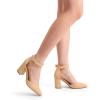 DREAM PAIRS Women’s Coco High Heels Chunky Block Pumps Pointed Closed Toe Ankle Strap Dress Shoes(Nude-nubuck)