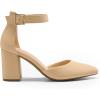 DREAM PAIRS Women’s Coco High Heels Chunky Block Pumps Pointed Closed Toe Ankle Strap Dress Shoes(Nude-nubuck)