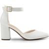 DREAM PAIRS Women’s Coco High Heels Chunky Block Pumps Pointed Closed Toe Ankle Strap Dress Shoes(White-pu)