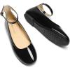 DREAM PAIRS Women’s Dressy Ballet Flats Shoes Round Toe Comfortable Ankle Strap Patent Ballerina Flats Shoes(Black-pat)