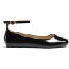 DREAM PAIRS Women’s Dressy Ballet Flats Shoes Round Toe Comfortable Ankle Strap Patent Ballerina Flats Shoes(Black-pat)
