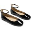 DREAM PAIRS Women’s Dressy Ballet Flats Shoes Round Toe Comfortable Ankle Strap Patent Ballerina Flats Shoes(Black-pat)
