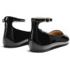 DREAM PAIRS Women’s Dressy Ballet Flats Shoes Round Toe Comfortable Ankle Strap Patent Ballerina Flats Shoes(Black-pat)