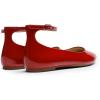 DREAM PAIRS Women’s Dressy Ballet Flats Shoes Round Toe Comfortable Ankle Strap Patent Ballerina Flats Shoes(Red)