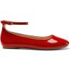 DREAM PAIRS Women’s Dressy Ballet Flats Shoes Round Toe Comfortable Ankle Strap Patent Ballerina Flats Shoes(Red)