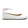 DREAM PAIRS Women’s Dressy Ballet Flats Shoes Round Toe Comfortable Ankle Strap Patent Ballerina Flats Shoes(White)