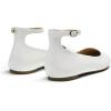 DREAM PAIRS Women’s Dressy Ballet Flats Shoes Round Toe Comfortable Ankle Strap Patent Ballerina Flats Shoes(White)