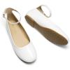 DREAM PAIRS Women’s Dressy Ballet Flats Shoes Round Toe Comfortable Ankle Strap Patent Ballerina Flats Shoes(White)