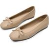 DREAM PAIRS Women’s Flats Square Toe Ballet Flats Comfortable Casual Ballerina Flat Dress Shoes with Bow Suitable for Dressy Business Casual Work Office(Nude)
