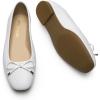 DREAM PAIRS Women’s Flats Square Toe Ballet Flats Comfortable Casual Ballerina Flat Dress Shoes with Bow Suitable for Dressy Business Casual Work Office(White)