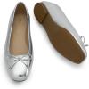DREAM PAIRS Women’s Flats Square Toe Ballet Flats Comfortable Casual Ballerina Flat Dress Shoes with Bow Suitable for Dressy Business Casual Work Office(Silver)