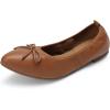 DREAM PAIRS Women’s Foldable Flats Shoes Pointed Toe Ballet Flats Bowknot Comfort Slip on Dress Shoes(Brown)