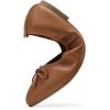 DREAM PAIRS Women’s Foldable Flats Shoes Pointed Toe Ballet Flats Bowknot Comfort Slip on Dress Shoes(Brown)