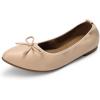 DREAM PAIRS Women’s Foldable Flats Shoes Pointed Toe Ballet Flats Bowknot Comfort Slip on Dress Shoes(Nude)