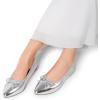 DREAM PAIRS Women’s Foldable Flats Shoes Pointed Toe Ballet Flats Bowknot Comfort Slip on Dress Shoes(Silver)