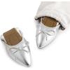 DREAM PAIRS Women’s Foldable Flats Shoes Pointed Toe Ballet Flats Bowknot Comfort Slip on Dress Shoes(Silver)