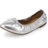 DREAM PAIRS Women’s Foldable Flats Shoes Pointed Toe Ballet Flats Bowknot Comfort Slip on Dress Shoes(Silver)