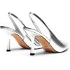 DREAM PAIRS Women’s Heels Slingback Stiletto Pumps Shoes Pointed Closed Toe Kitten Heels Dress Bridal Elegant Wedding Sexy Party(Silver-pat)