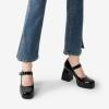 DREAM PAIRS Women’s High Chunky Platform Closed Toe Mary Jane Block Heels Square Toe Strappy Dress Wedding Party Pumps Shoes(Black-pat)