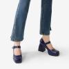 DREAM PAIRS Women’s High Chunky Platform Closed Toe Mary Jane Block Heels Square Toe Strappy Dress Wedding Party Pumps Shoes(Navy-pu)