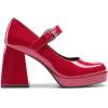 DREAM PAIRS Women’s High Chunky Platform Closed Toe Mary Jane Block Heels Square Toe Strappy Dress Wedding Party Pumps Shoes(Red)