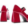 DREAM PAIRS Women’s High Chunky Platform Closed Toe Mary Jane Block Heels Square Toe Strappy Dress Wedding Party Pumps Shoes(Red)