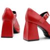 DREAM PAIRS Women’s High Chunky Platform Closed Toe Mary Jane Block Heels Square Toe Strappy Dress Wedding Party Pumps Shoes(Red-pu)