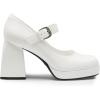 DREAM PAIRS Women’s High Chunky Platform Closed Toe Mary Jane Block Heels Square Toe Strappy Dress Wedding Party Pumps Shoes(White-pu)