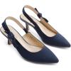 DREAM PAIRS Women’s Kitten Heels Slingback Closed Toe Low Pumps Dress Bridal Elegant Wedding Casual Shoes(Navy)