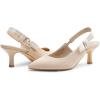 DREAM PAIRS Women’s Kitten Heels Slingback Closed Toe Low Pumps Dress Bridal Elegant Wedding Casual Shoes(Nude)