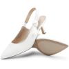 DREAM PAIRS Women’s Kitten Heels Slingback Closed Toe Low Pumps Dress Bridal Elegant Wedding Casual Shoes(White)