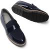 DREAM PAIRS Women’s Loafers, Slip-On Business Casual Work Shoes(Navy-pat)