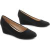 DREAM PAIRS Women’s Low Wedges Heels Closed Round Toe Pumps Comfortable Slip On Dress Work Wedding Shoes(Black-suede)