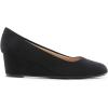 DREAM PAIRS Women’s Low Wedges Heels Closed Round Toe Pumps Comfortable Slip On Dress Work Wedding Shoes(Black-suede)