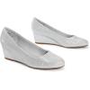 DREAM PAIRS Women’s Low Wedges Heels Closed Round Toe Pumps Comfortable Slip On Dress Work Wedding Shoes(Silver)