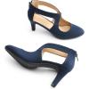 DREAM PAIRS Women’s Pumps Closed Pointed Toe Kitten Heels Elegant Party Wedding Dress Shoes for Women(Navy)
