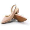 DREAM PAIRS Womens Slingback Kitten Low Block Heels Closed Pointed Toe Ankle Strap Elegant Dressy Pumps Wedding Party Dress Shoes for Women(Nude)